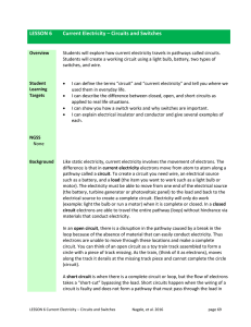 LESSON 6 Current Electricity – Circuits and Switches