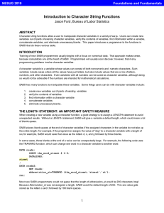 Introduction to Character String Functions