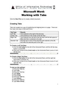 Microsoft Word: Working with Tabs