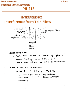 Interference from Thin Films PH-213