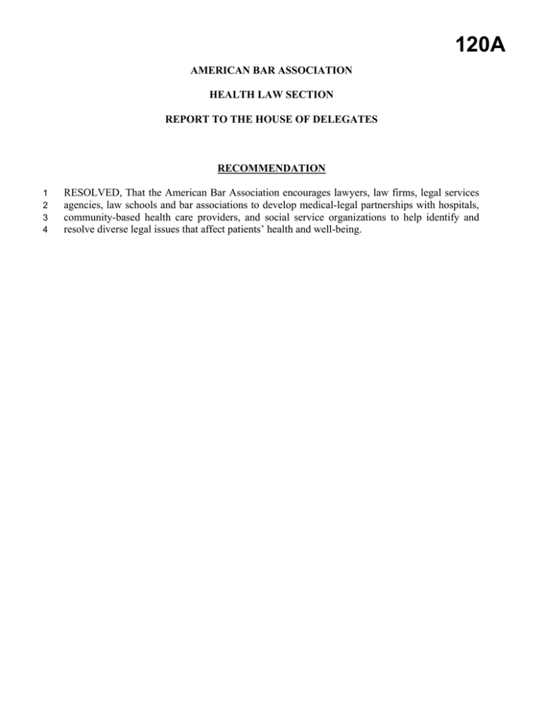 AMERICAN BAR ASSOCIATION HEALTH LAW SECTION REPORT