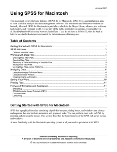 Using SPSS for Macintosh