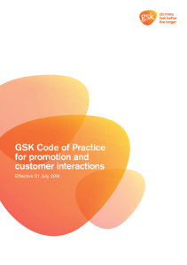 GSK Code of Practice for promotion and customer interactions
