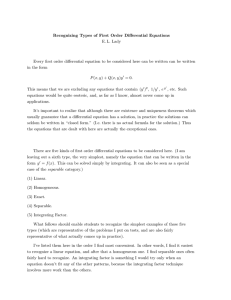 Recognizing Types of First Order Differential Equations E. L. Lady