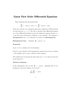 Linear First Order Differential Equations