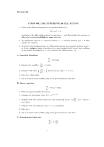 FIRST ORDER DIFFERENTIAL EQUATIONS