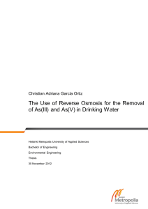 The Use of Reverse Osmosis for the Removal of As(III) and As(V) in