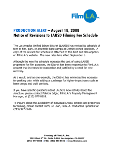 Notice of Revisions to LAUSD Filming Fee Schedule