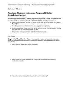 Teaching Students to Assume Responsibility for Explaining Content