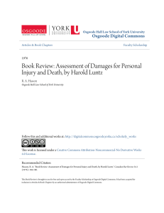 Assessment of Damages for Personal Injury and Death, by Harold