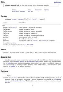 tabulate, summarize()