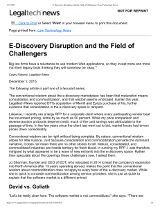 EDiscovery Disruption and the Field of Challengers