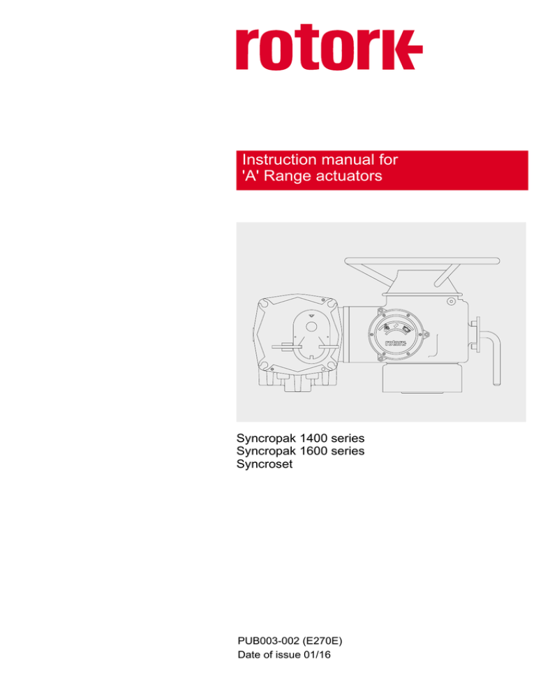 Instruction Manual For `A` Range Actuators