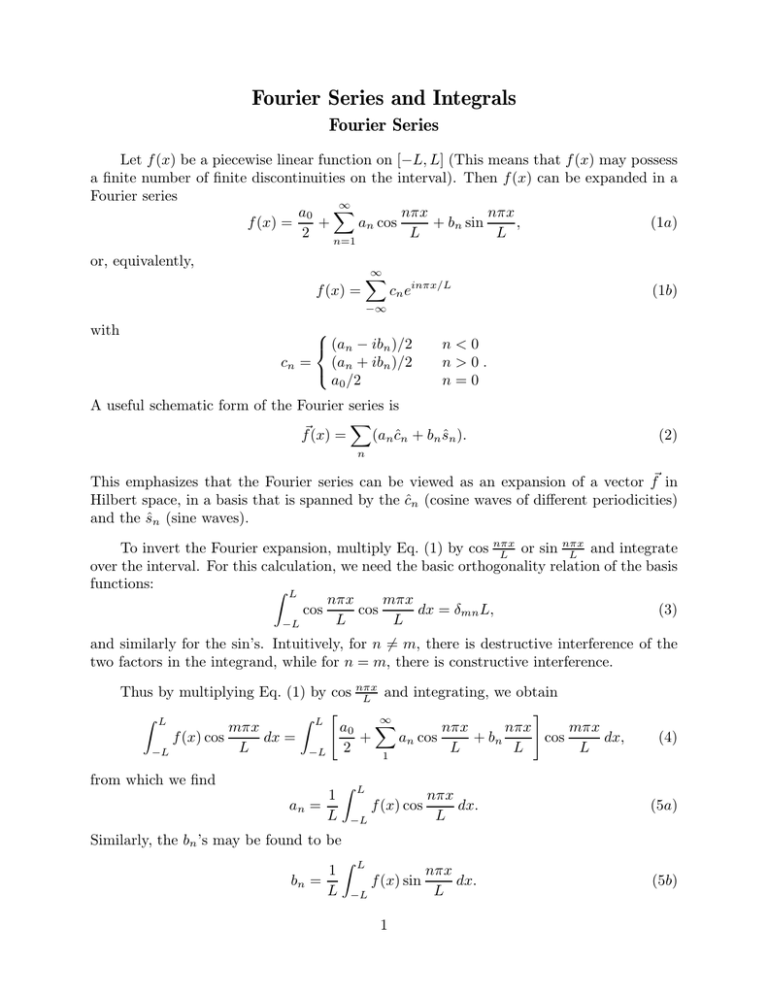 Fourier Series And Integrals