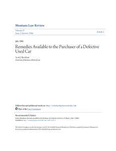 Remedies Available to the Purchaser of a Defective Used Car