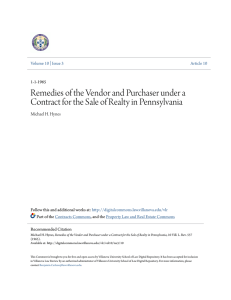 Remedies of the Vendor and Purchaser under a Contract for the