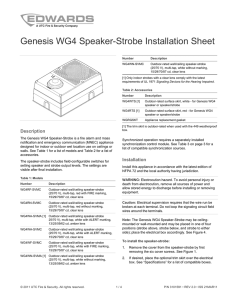 Installation sheet, Genesis WG4 speaker strobe
