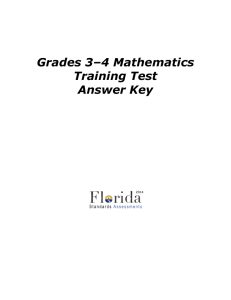 Grades 3–4 Mathematics Training Test Answer Key