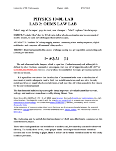 Physics 184 Exp 2 Ohms Law - The University of Tennessee at