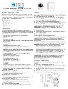 2GIG Passive Infrared Motion Detector Install Instructions (online)