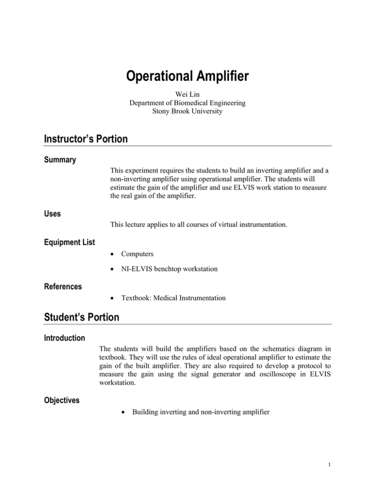 Operational Amplifier - Department Of Biomedical Engineering