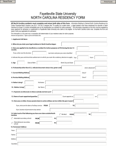 NC Residency Form - Fayetteville State University