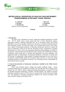 Metrological properties of high voltage instrument transformers after