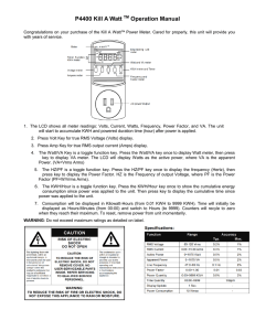 P4400 Kill A Watt TM Operation Manual