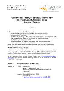 Fundamental Theory of Strategy, Technology, Innovation, and