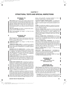Chapter 17 - Structural Tests and Special Inspections