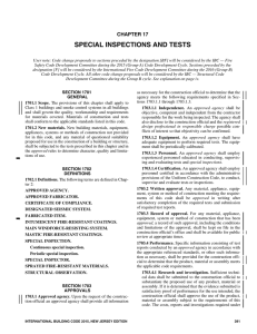Chapter 17 Special Inspections and Tests