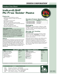 Indium8.9HF Pb-Free Solder Paste 98485 R2