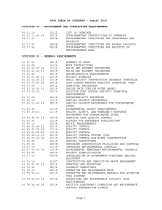 UFGS Table of Contents