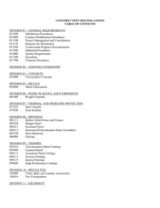 CONSTRUCTION SPECIFICATIONS TABLE OF CONTENTS