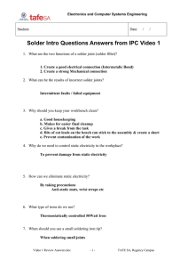 Solder Intro Questions Answers from IPC Video 1