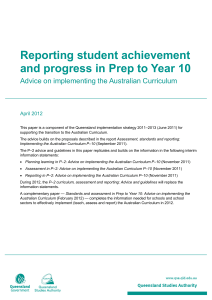Reporting student achievement and progress in Prep to Year 10