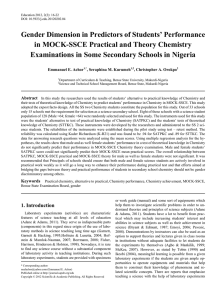 Gender & Chemistry Performance in Nigeria: A Study