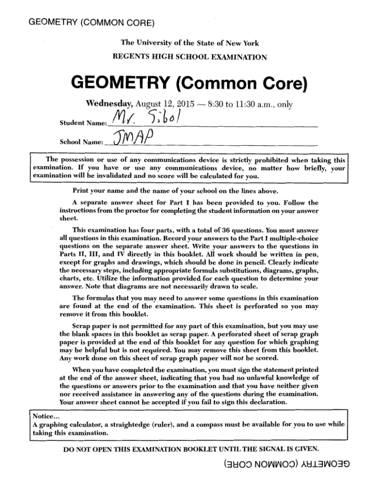 G Co C 11 Worksheet 2 Geometry Common Core Answer Key