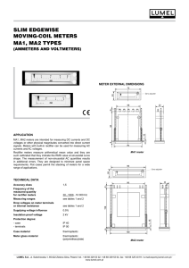 SLIM EDGEWISE MOVING-COIL METERS MA1, MA2 TYPES