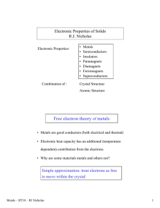 Free electron theory of metals