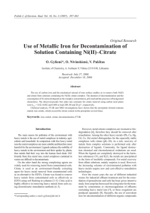 Use of Metallic Iron for Decontamination of Solution Containing Ni(II