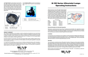 Exposure Box B-100 Series Ultraviolet Lamps Operating