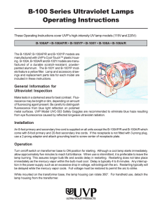 B-100 Series Ultraviolet Lamps Operating Instructions - Cole