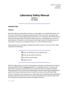 Fire Safety Section of the Laboratory Safety Manual
