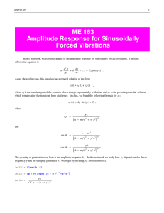 ME 163 Amplitude Response for Sinusoidally Forced Vibrations