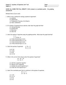 Chapter 9: Systems of Equations Unit Test
