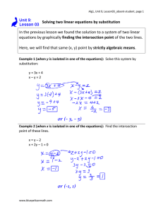 Solving two linear equations by substitution In the