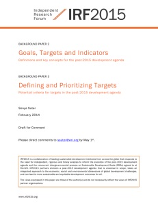 Goals, Targets and Indicators Defining and Prioritizing Targets