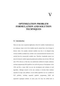 optimization problem formulation and solution techniques
