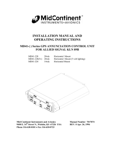 INSTALLATION MANUAL AND OPERATING INSTRUCTIONS MD41